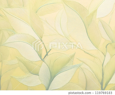 Image material of Japanese paper texture: Leaf pattern, yellow-green 119769183