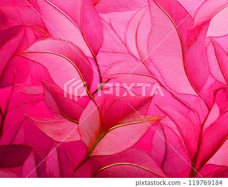 Image material of Japanese paper texture: Leaf pattern, red color 119769184