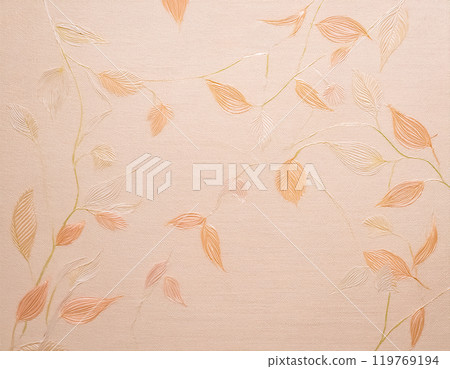 Japanese paper texture image material Leaf pattern Orange color 119769194
