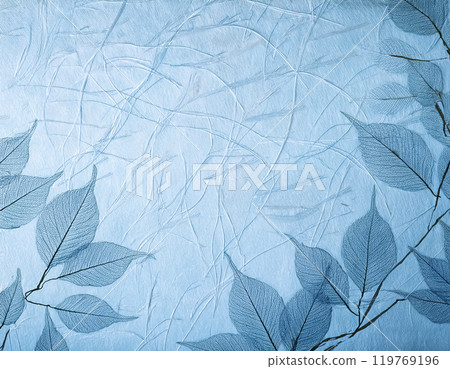 Japanese paper texture image material: Leaf pattern, light blue Japanese paper texture image material: Leaf pattern, light blue 119769196