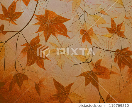 Japanese paper texture image material Leaf pattern Orange color 119769210
