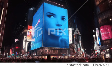 Digital signage and advertising billboards found in station passageways, shopping centers, and buildings 119769245