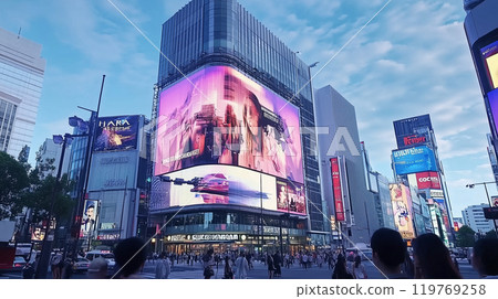 Digital signage and advertising billboards found in station passageways, shopping centers, and buildings 119769258