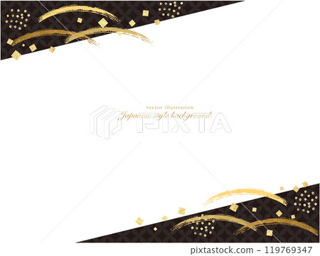 黑色和金色日式現代背景透明日本圖案背景 119769347