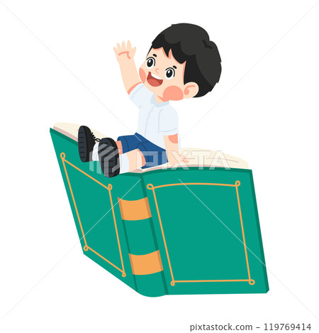Boy Sitting on a Giant Book Boy Sitting on a Giant Book 119769414