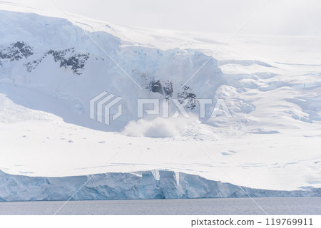 Snow fall on glacier 119769911