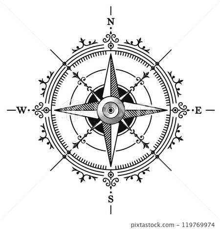 Navigation Compass Icon on White Background. Vector Navigation Compass Icon on White Background. Vector 119769974