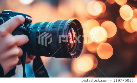 Camera photography - lens focus on beautiful background 119770035