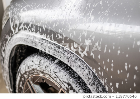 car cleaning and washing with foam soap car cleaning and washing with foam soap 119770546