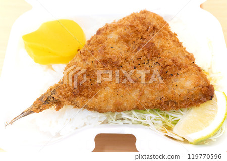 Delicious fried horse mackerel bento Delicious fried horse mackerel bento 119770596