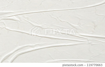 White blank crumpled and creased paper poster texture background 119770663