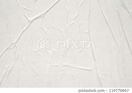 White blank crumpled and creased paper poster texture background 119770667