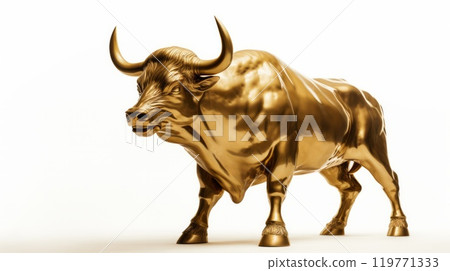 A golden bull. Statue on a white background. Neural network ai generated art A golden bull. Statue on a white background. Neural network ai generated art 119771333