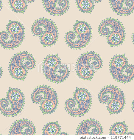 Seamless pattern with Paisley motifs on black background Seamless pattern with Paisley motifs on black background 119771444