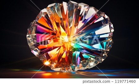 Colorful shiny crystal in rough wild shape on black background. Neural network ai generated art 119771460