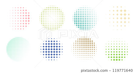 Colorful dotted pattern design featuring circles in varying shades and sizes. Vector illustration 119771640