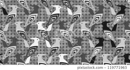 Vector black birds seamless pattern. Vector illustration. Vector black birds seamless pattern. Vector illustration. 119771963