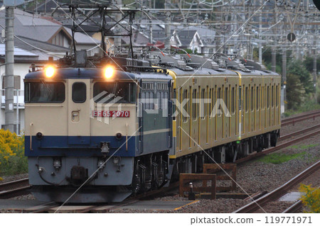 West on the Tokaido Freight Line...Seibu Railway 2000 series train heading towards Ohmi Railway 119771971