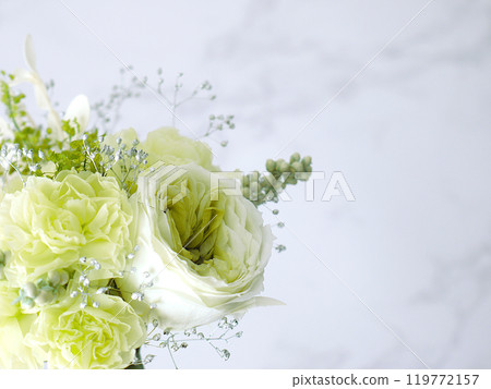 White and green bouquet (marble background) White and green bouquet (marble background) 119772157