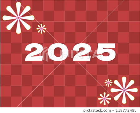 Red zipper pattern with flowers and the lettering 2025. Happy New Year 2025 background. Red zipper pattern with flowers and the lettering 2025. Happy New Year 2025 background. 119772483