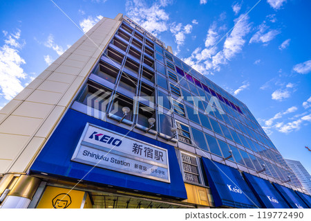 Tokyo cityscape in Japan, overlooking Shinjuku Station and Keio Department Store, October 21st Tokyo cityscape in Japan, overlooking Shinjuku Station and Keio Department Store, October 21st 119772490
