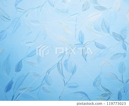 Japanese paper texture image material: Leaf pattern, light blue 119773023