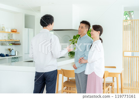 Senior couple visiting the showroom 119773161