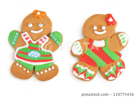 christmas gingerbread cookie isolated on white background christmas gingerbread cookie isolated on white background 119773438