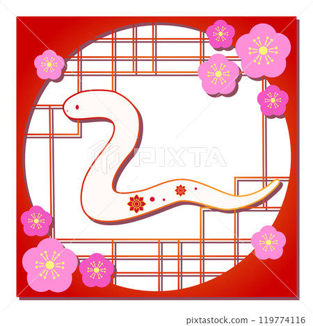 梅花白蛇日式背景素材 119774116
