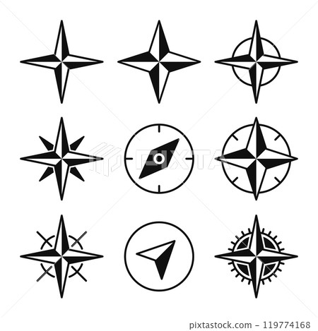 Compass. Wind Rose. Navigational Icons Set. Vector 119774168