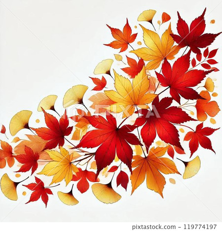 Autumn leaves shining in the transmitted light, an image of autumn 119774197