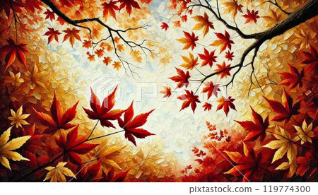 Oil painting of red maple leaves 119774300