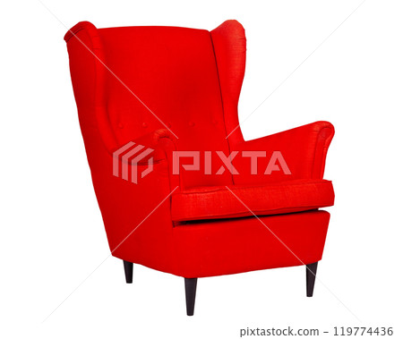 Stylish Red Armchair Isolated on White 119774436