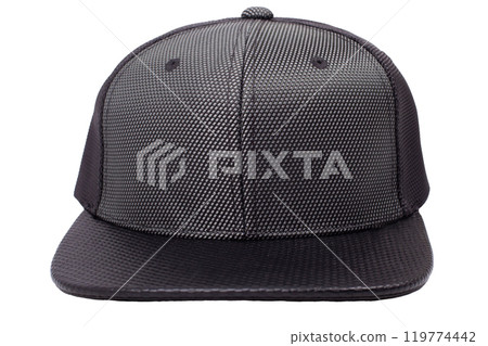 Black Textured Baseball Cap Isolated on White Black Textured Baseball Cap Isolated on White 119774442