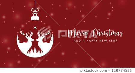 christmas greeting card with decorative deer ball vector illustration christmas greeting card with decorative deer ball vector illustration 119774535