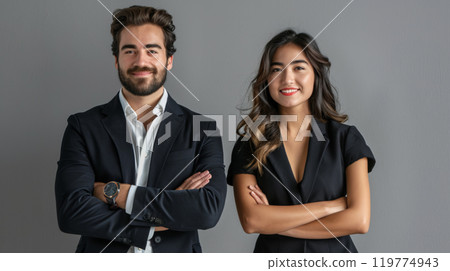 Young Diverse Business Colleagues Smiling Young Diverse Business Colleagues Smiling 119774943