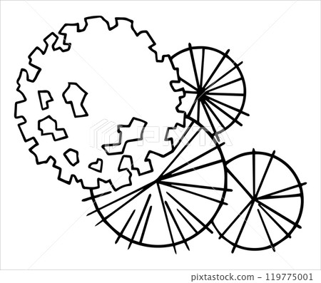 top view tree, hand drawing. architectural ink drawing, vector. 119775001