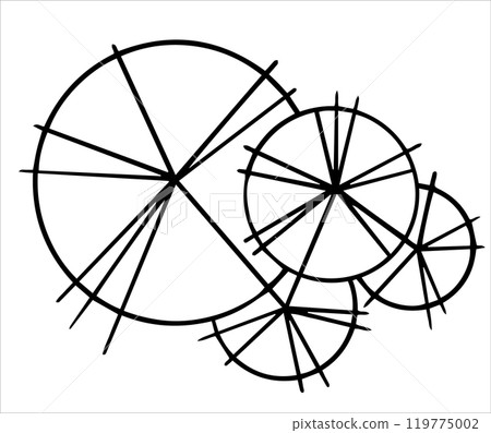 top view tree, hand drawing. architectural ink drawing, vector. 119775002