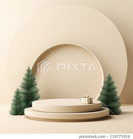 Warm Beige and Green Minimalistic Winter Display 119775058