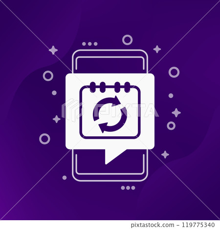 monthly subscription auto-renewal icon with phone monthly subscription auto-renewal icon with phone 119775340