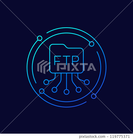 FTP icon with a file folder, linear design 119775371