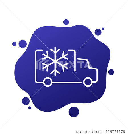 refrigerated truck icon, fridge van line vector 119775378