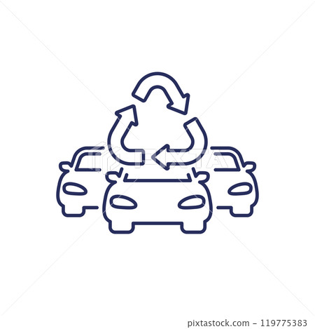 recycling cars line icon on white recycling cars line icon on white 119775383