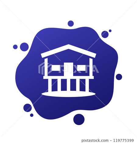 Stilt house vector icon, cabin on stilts Stilt house vector icon, cabin on stilts 119775399