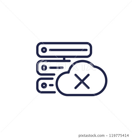 server offline line icon with a cloud server offline line icon with a cloud 119775414