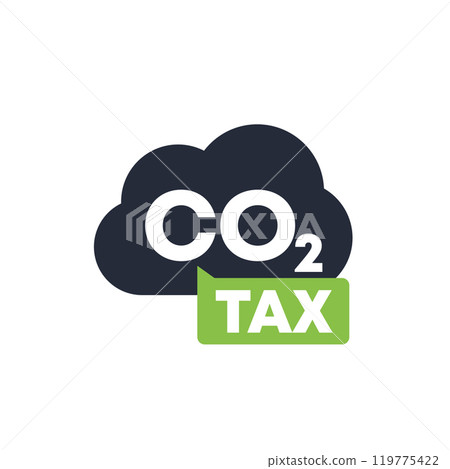 carbon tax icon, co2 gas emission taxing 119775422
