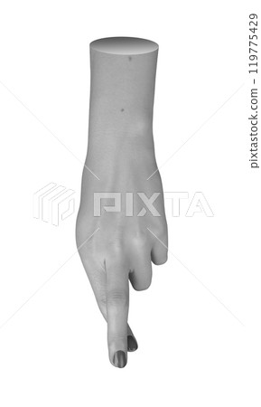 Isolated hand with fingers crossed, symbolizing hope, luck, or a promise, set against a white 119775429