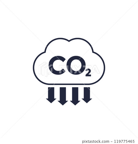 co2, carbon emission reduction icon co2, carbon emission reduction icon 119775465