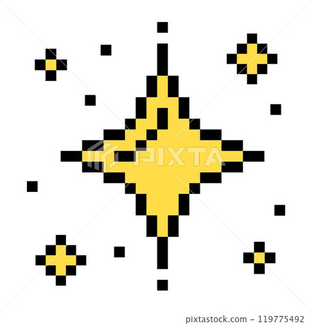 Glitter Stars, sparkling stars pixel art, Bright yellow sparkling pixel art 8 bit 119775492