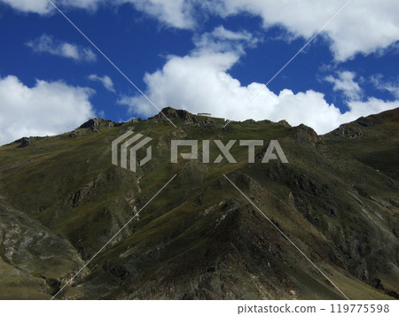 Distant view of Ganden Monastery in Tibet 119775598